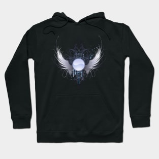 Round Banner with Angel Wings ( White Wings ) Hoodie